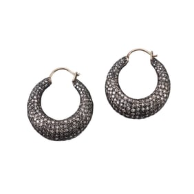 14k Gold Silver 3.50ctw Diamond Hoop Earrings