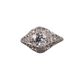 Art Deco Platinum 1.30ctw Old European Diamond Engagement Ring