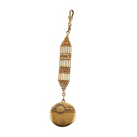 Antique Art Nouveau 18k Gold Diamond Locket Fob Pendant