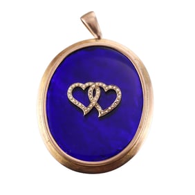 Antique 14k Gold Seed Pearl Enamel Heart Pendant