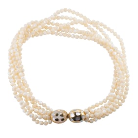 Tiffany & Co Positive Negative Mother of Pearl Gold Necklace