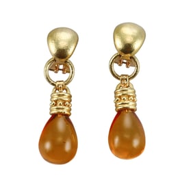 Elizabeth Locke 19k Gold Citrine Drop Earrings