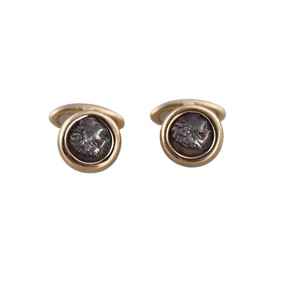Bvlgari Bulgari Monete Ancient Coin Gold Cufflinks