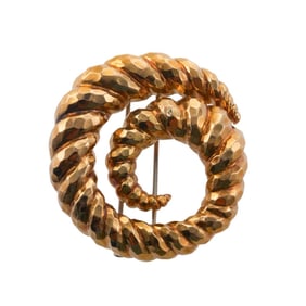 David Webb Gold Swirl Brooch Pin