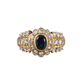 18k Gold Diamond Sapphire Ring