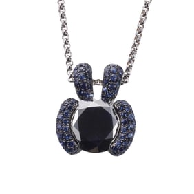 Chopard Sapphire Hematite Gold Pendant Necklace