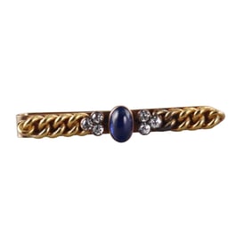 Vintage 14k Gold Sapphire Diamond Tie Bar