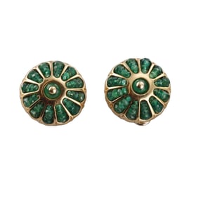 Italian 18k Gold Emerald Bead Earrings