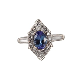 14k Gold 3ct Sapphire Diamond Ring