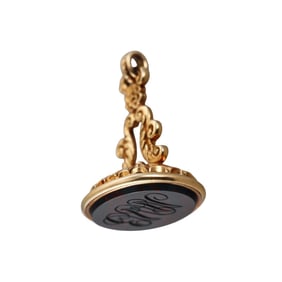 Antique 18k Gold Bloodstone Intaglio Fob Pendant