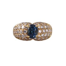 18k Gold Diamond Sapphire Ring