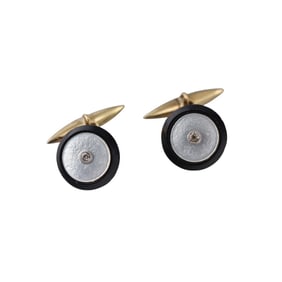 Art Deco 14k Gold Diamond Onyx MOP Cufflinks