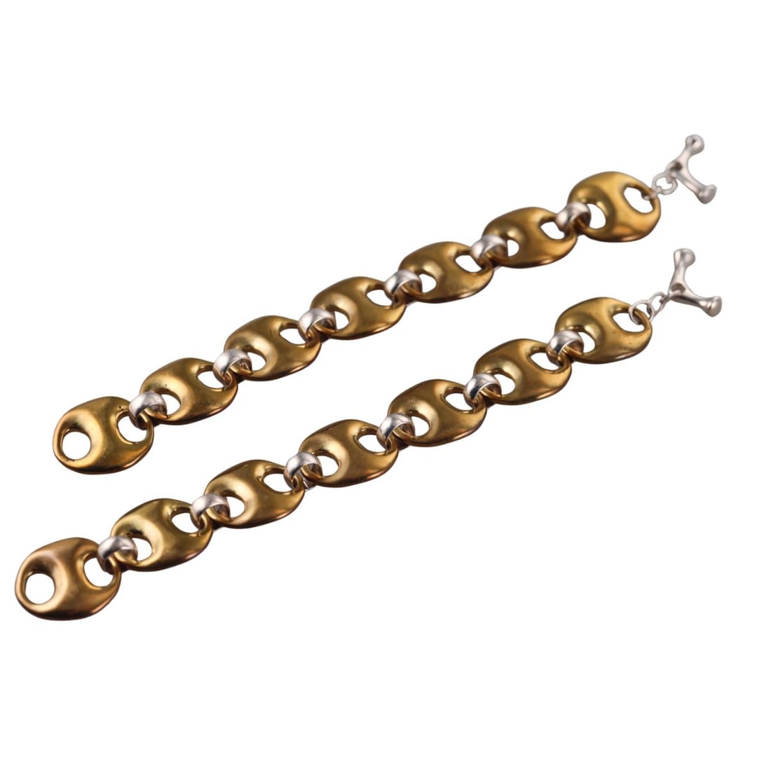 Robert Lee Morris RLM Brass Silver Bracelet Set of 2: Metal : Brass/ Sterling Silver Designer : Robert Lee Morris Gemstone : None Measurements : Bracelets are 8" long and 25mm wide. Marked: : RLM Studio, 925, Brass, China. Weigh