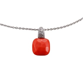 Pomellato Capri 18k Gold Diamond Coral Pendant Necklace