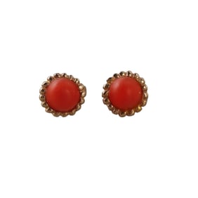 18k Gold Coral Stud Earrings