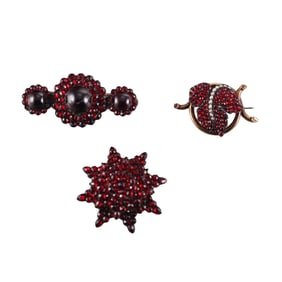 Antique Bohemian Garnet Brooch Lot of 3