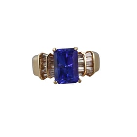 3ct Tanzanite Diamond 14k Gold Ring