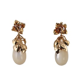 14k Gold Mother of Pearl Drop Earrings