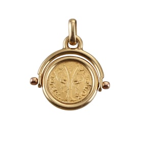18k Gold Coin Flip Pendant