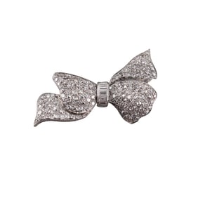 Art Deco Platinum 1.50ctw Diamond Bow Brooch Pin