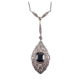 Platinum Gold Diamond Sapphire Pendant Necklace