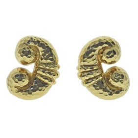 David Webb Hammered Gold Earrings