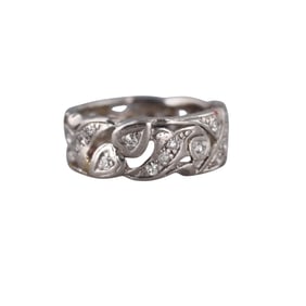Midcentury Platinum Diamond Band Ring