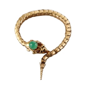 Antique Victorian 18k Gold Emerald Snake Dragon Bracelet