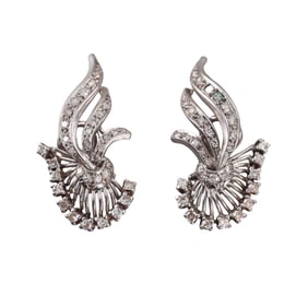 Midcentury 18k Gold Diamond Earrings