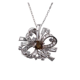 Platinum Diamond Chrysoberyl Pendant Necklace