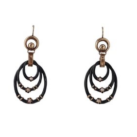 Antique Victorian Gold Enamel Pearl Drop Earrings