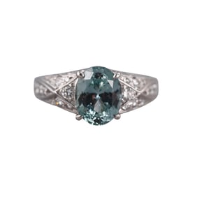 Platinum 3.66ct Aquamarine Diamond Ring