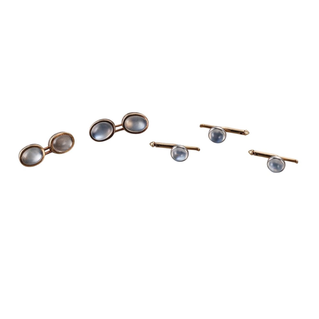 Art Deco 18k Gold Moonstone Cufflinks Studs Set (1 of 3)