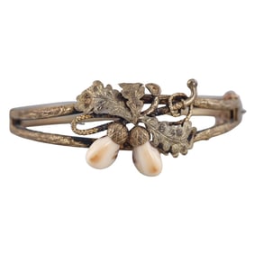 Antique Silver Stag Teeth Bangle Bracelet
