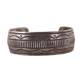 Native American Waylon Plumer Navajo Sterling Cuff Bracelet