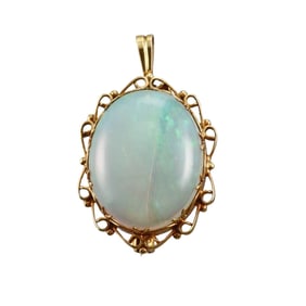 Vintage 14k Yellow Gold Opal Brooch Pendant