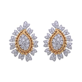 1960s David Webb 7ctw Diamond Gold Platinum Earrings