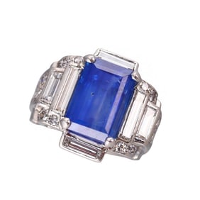 Certified 6.56ct No Heat Kashmir Sapphire Diamond Platinum Ring