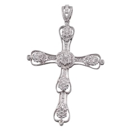 18k Gold Diamond Cross Pendant
