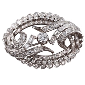 Midcentury Diamond Gold Brooch Pin
