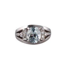18k Gold 2.62ct Aquamarine Diamond Ring