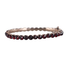Antique Bohemian Garnet Bangle Bracelet