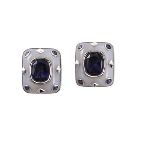 Trianon 18K White Gold Chalcedony Iolite Earrings