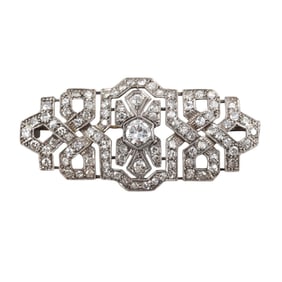 Art Deco Platinum Gold Diamond Brooch Pin