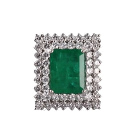 18k Gold Diamond Emerald Ring