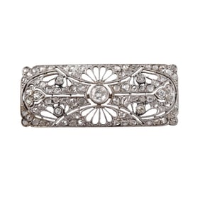 Art Deco Platinum Gold Diamond Brooch Pin