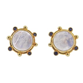 Maz Moonstone Kyanite Gold Earrings