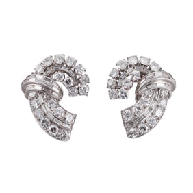 Midcentury Platinum 11ctw Diamond Earrings