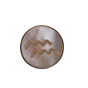 Doves Doron Paloma Diamond Mother of Pearl Gold Aquarius Zodiac Ring