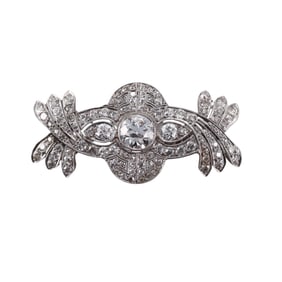 Art Deco Platinum 5ctw Diamond Brooch Pin